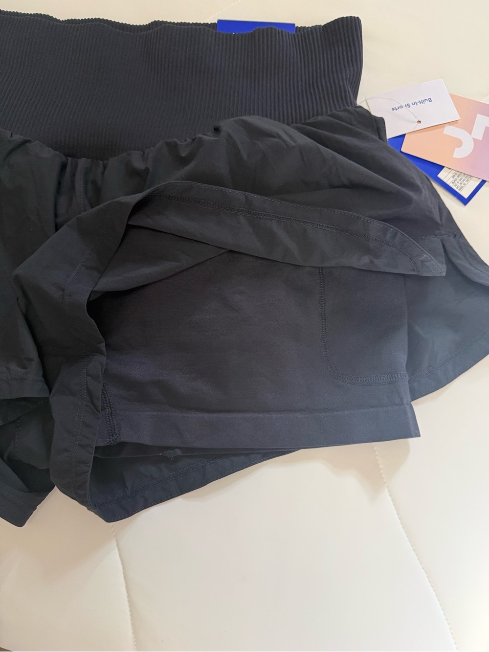 JoyLab High-Waist Black Ruffle-Style Active Shorts - Picture 3 of 3